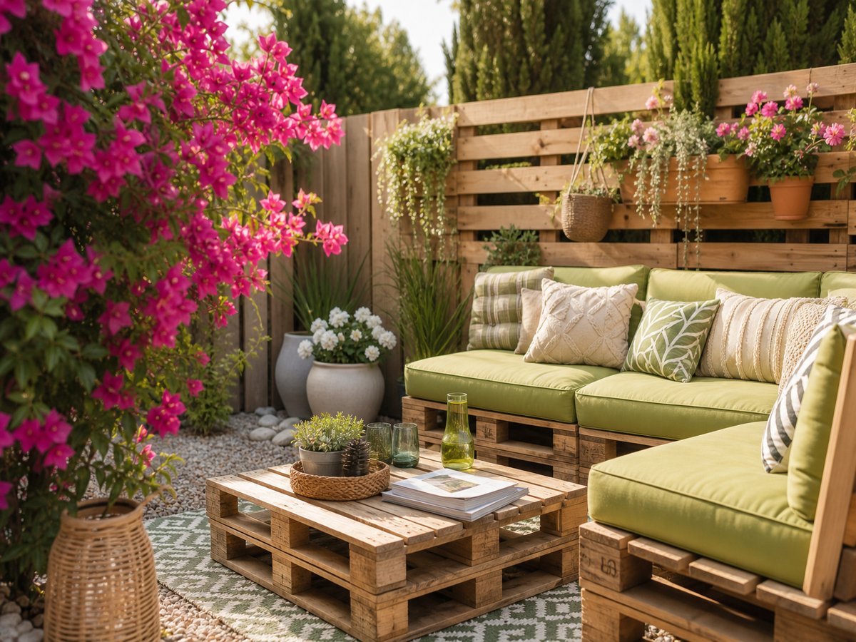 haie de thuyas brise vue en palette meubles de jardin en palettes de bois