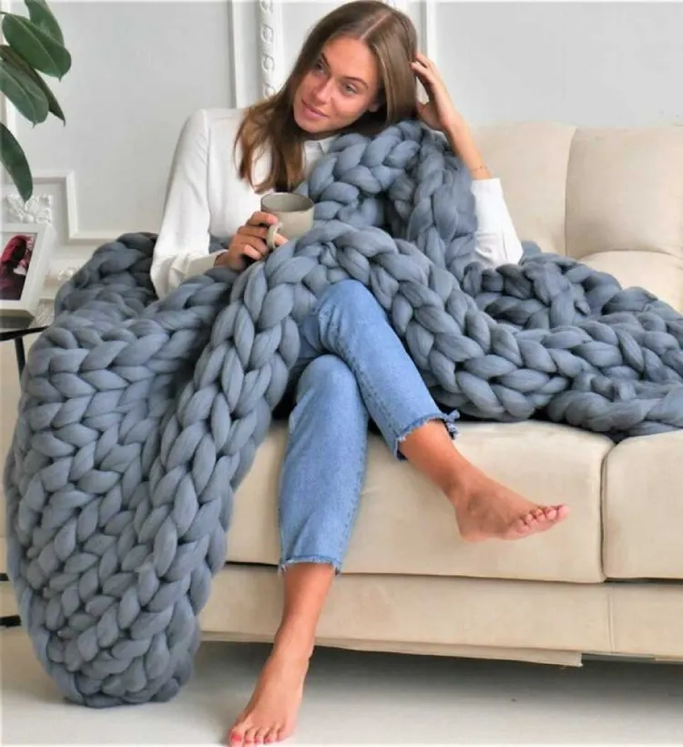 cadeau original fête des mères bricolage acheter écheveaux tricoter couverture
