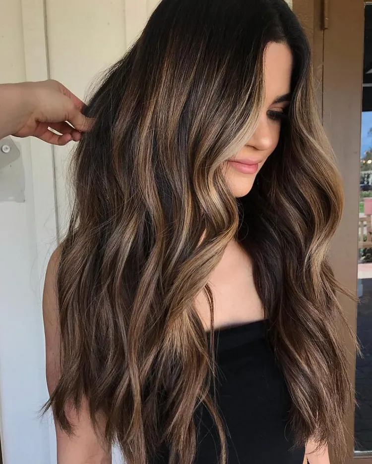 caramel balayage cheveux noirs avant apres