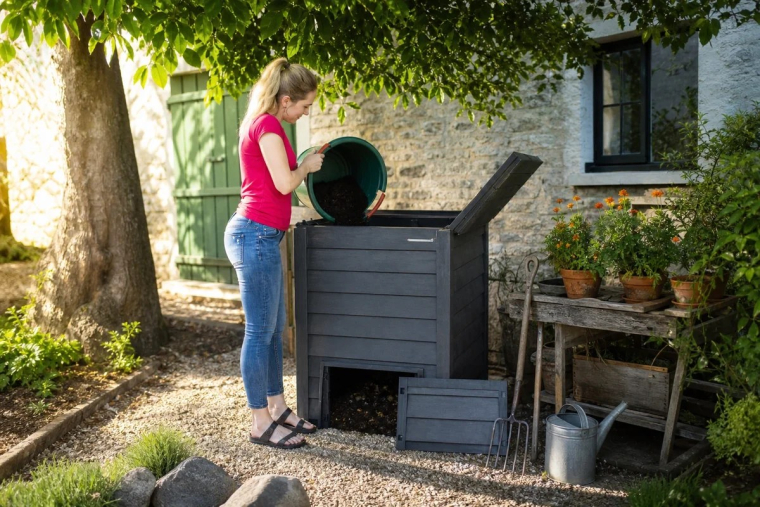 comment cacher un composteur de jardin