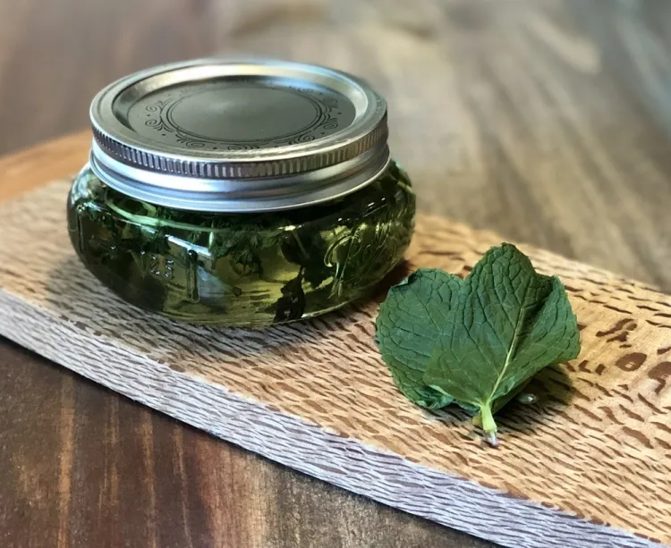 how to make homemade mint syrup brew finished strain mesh strainer
