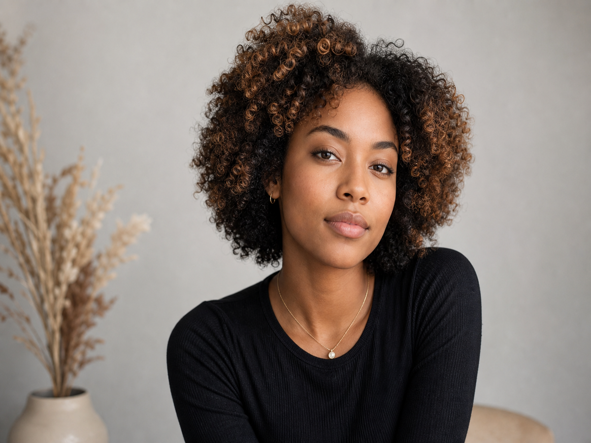 coloration balayage cheveux chatain carré court été 2022 cheveux bouclés afro sombre hair miel caramel