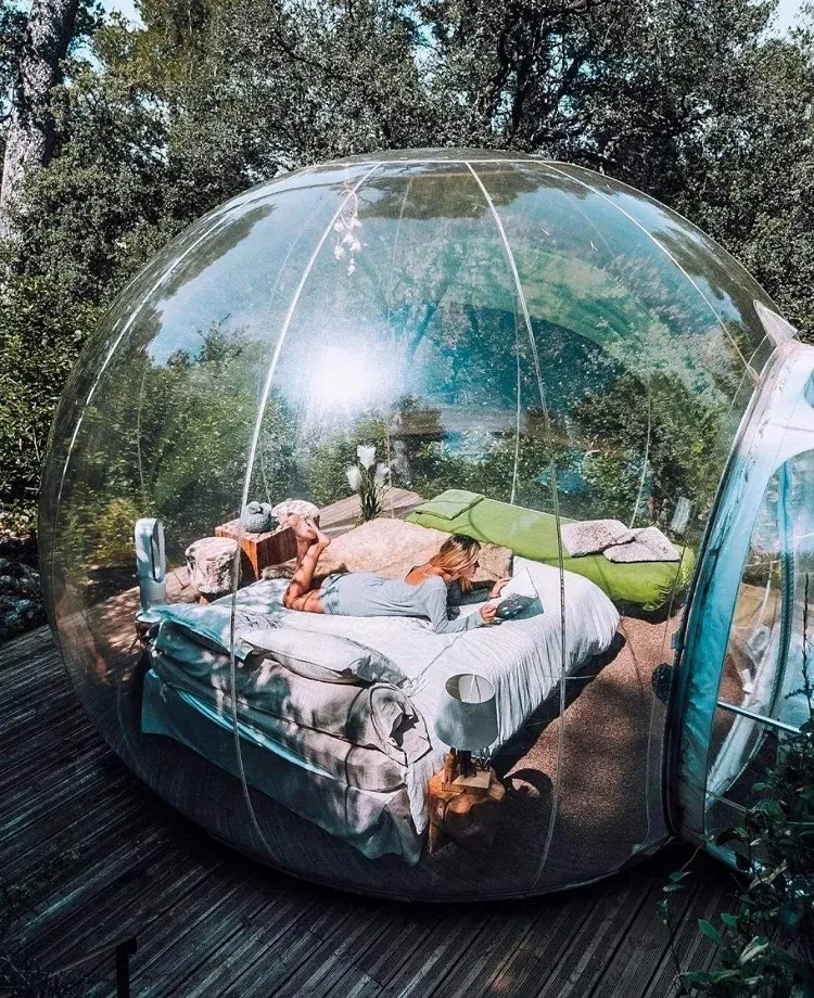 maison bulle jardin igloo tente transparente gonflable tendance aménagement extérieur 2022
