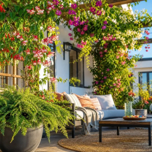 plante grimpante terrasse foisonnement couleurs verdure protection