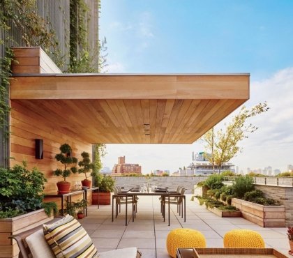 rooftops terrace en bois amenagement moderne extérieur