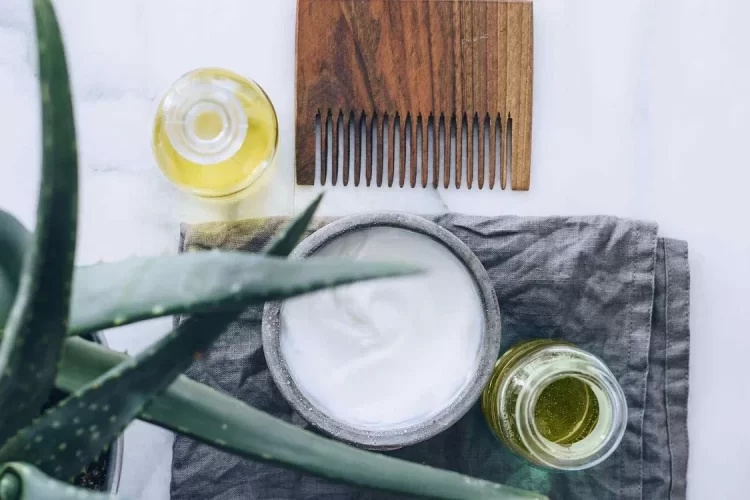 soin naturel masques cheveux gras gel aloe vera huile de coco de ricin d'olive été 2022