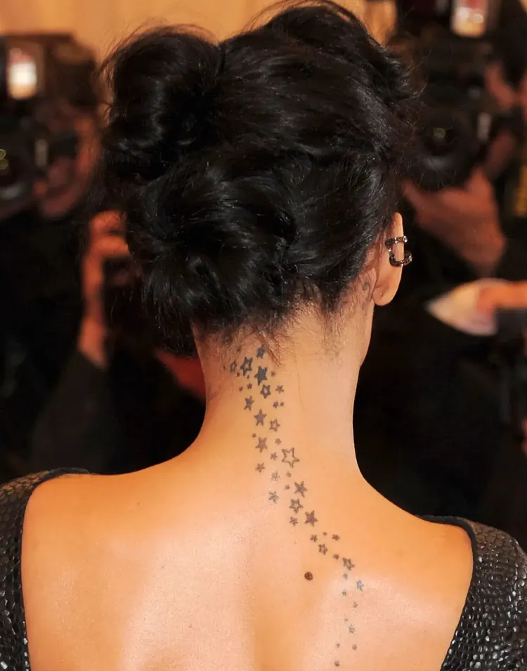 star tattoo rihanna drawing small stars neck back shoulder blade