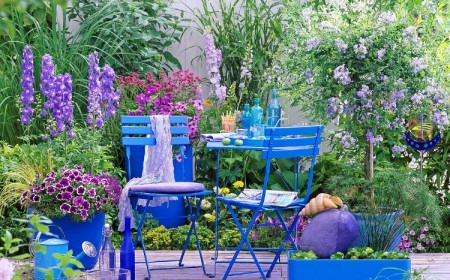 un jardin en bleu tendance 2022