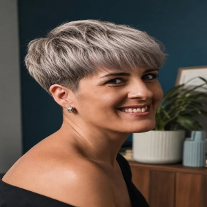 cheveux gris cendré coupe courte avec undercut