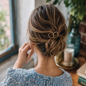 chignons cheveux courts chics faciles pice avec perles mariage