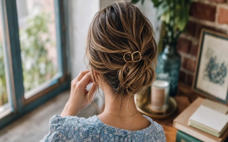 chignons cheveux courts chics faciles pice avec perles mariage
