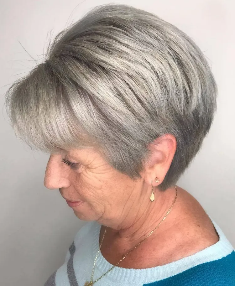 Gray hair hairstyle popular looks for short gray haired women