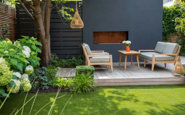 comment amenager un jardin sans entretien pelouse artificielle synthetique