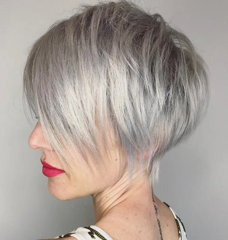 Gray woman pixie haircut