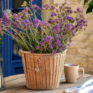 déco pour terrasse cache-pot osier panier linge salle de bain