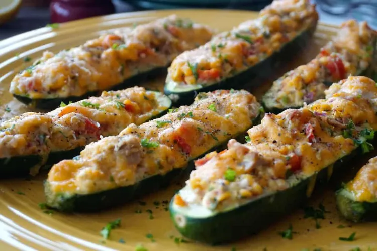 recipe idea zucchini stuffed with tuna in the oven easy quick tray