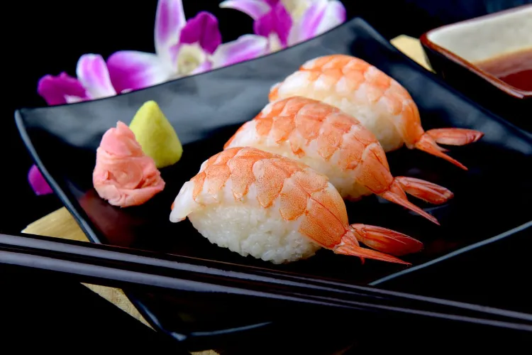 nigiri sushi crevettes cholestérol fruits de mer bon santé avantages bienfaits