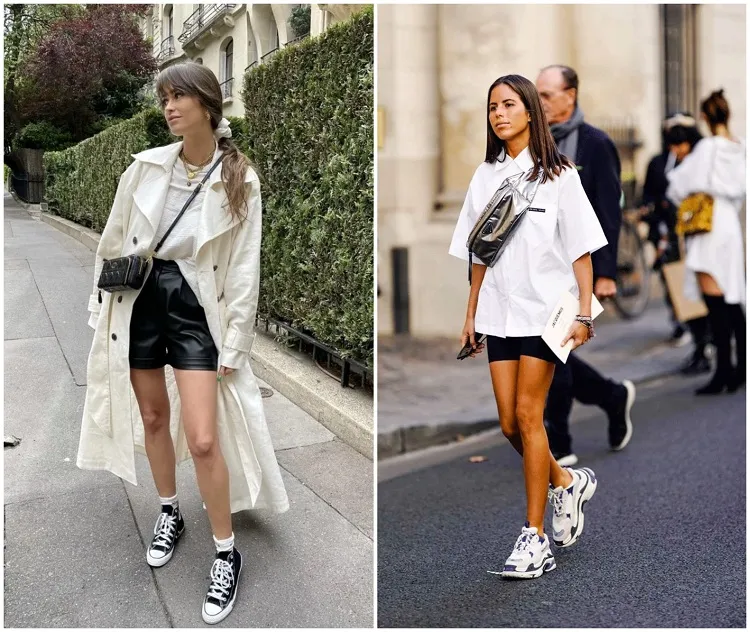 what shoes with black leather shorts women to wear summer 2022