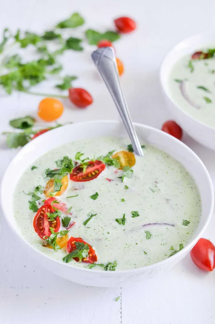 soupe gazpacho vert concombre yaourt grec