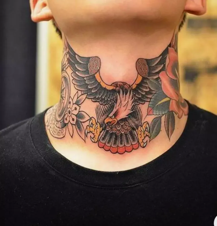 Eagle neck tattoo for men 2022 