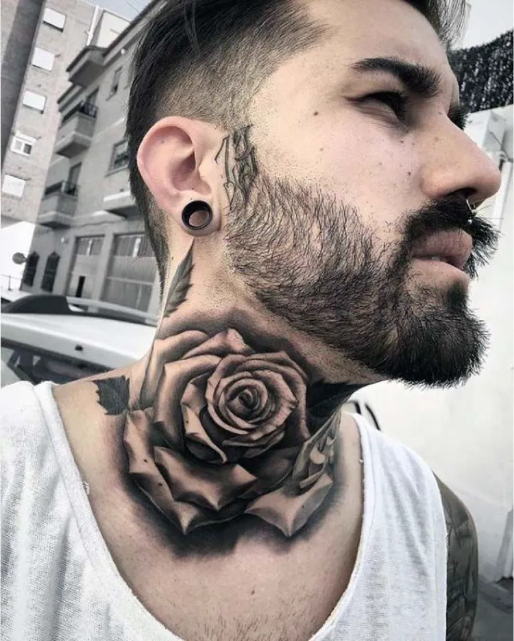 rose tattoo on the neck trend of 2022
