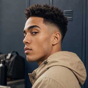 Coupe taper fade homme cheveux mi-long pompadour dégradé progressif sur les côtés 2022