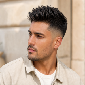 Dégradé américain classique homme – coupe courte avec fondu sur les côtés et volume sur le dessus