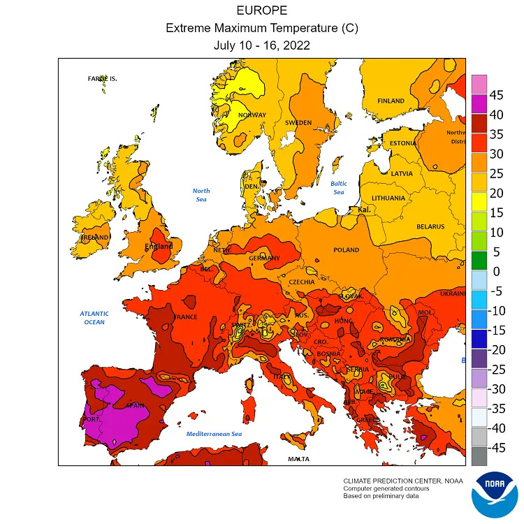 fortes chaleurs 2022 juillet en Europe