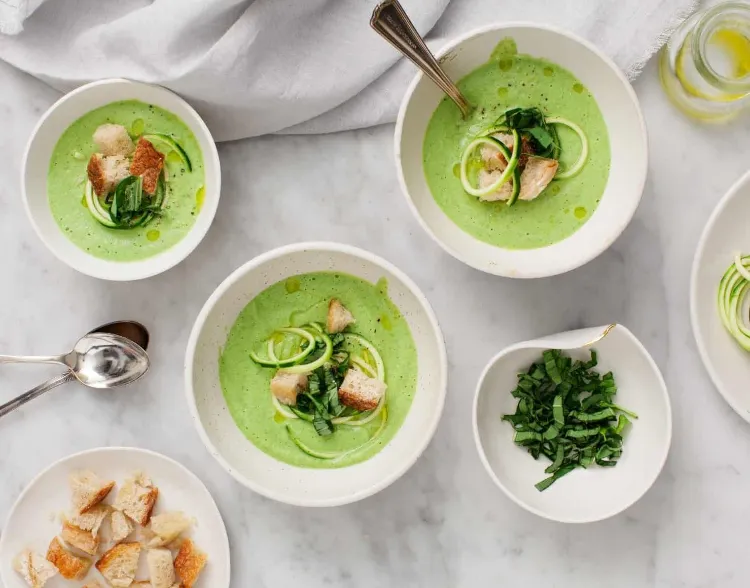 recipe idea cold soup zucchini basil vegan heatwave france