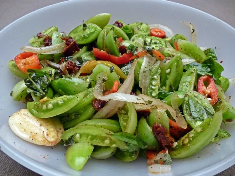 recette de salade avec des tomates vertes pour l'été