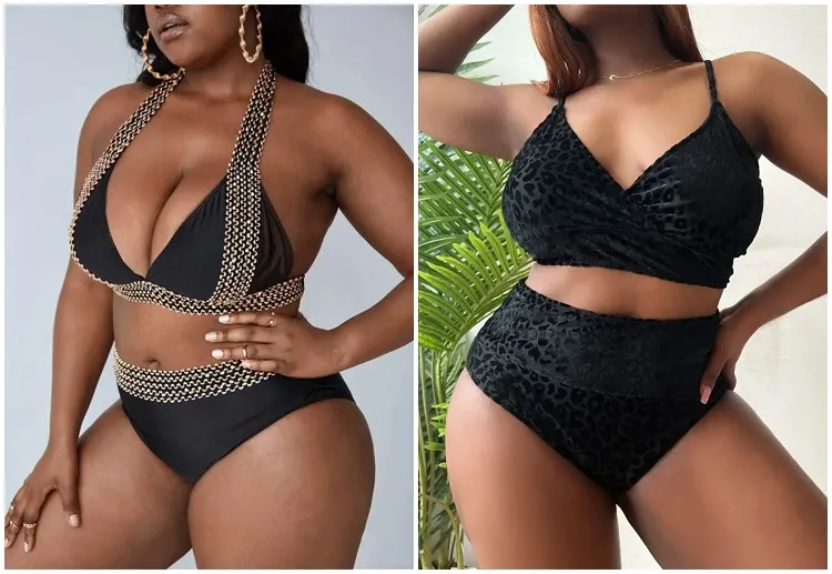 tendances maillots de bain noirs femme plus size mode grande taille été 2022 deux pieces shein