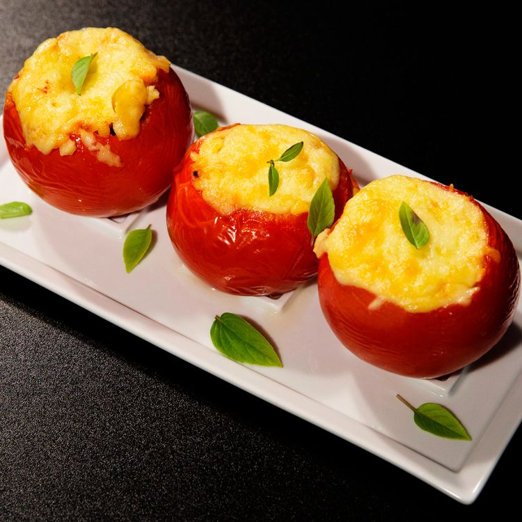 vegetarian stuffed tomato without meat in the oven polenta side dish meat summer 2022