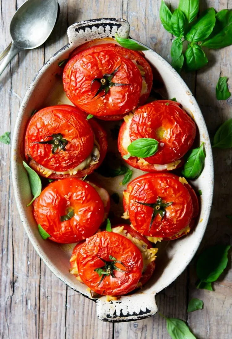 vegetarian stuffed tomatoes vegetables mushrooms pasta without meat