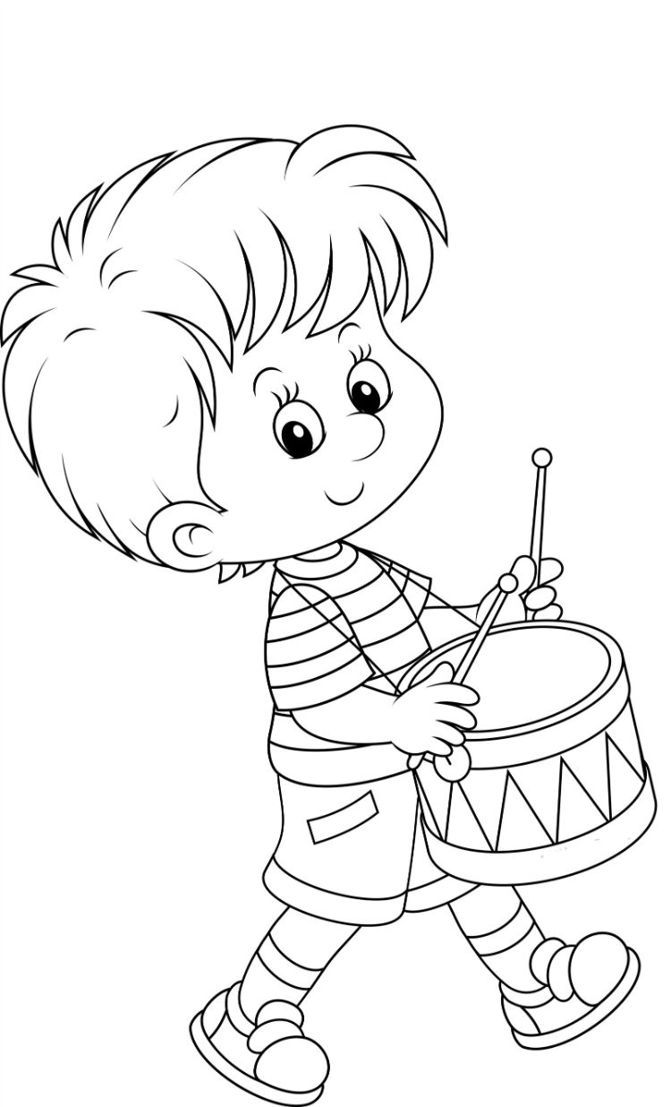coloriage rentrée maternelle gratuit garcon joue tambour tambourineur