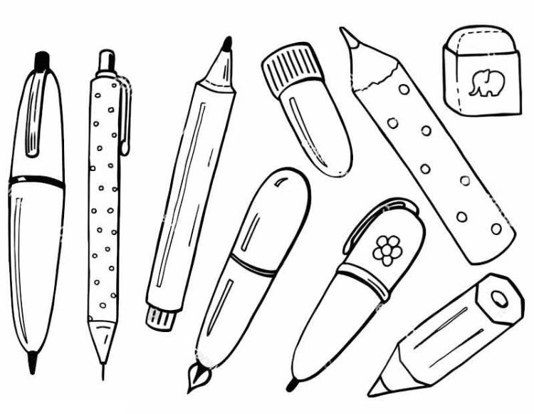 coloriage rentrée maternelle petite section stylos crayons