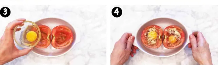 How to prepare stuffed tomatoes with eggs, an easy step-by-step idea