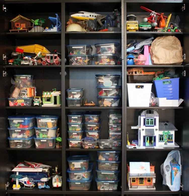 comment ranger Playmobil boites plastique transparent chambre ordre jouets accessibles