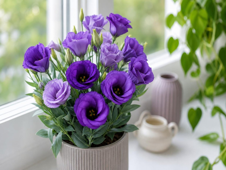 eustoma en pot d'intérieur