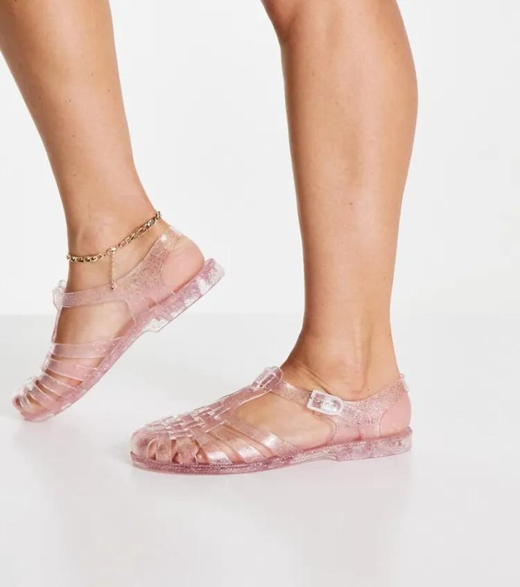 jelly sandals asos london rebel sandales en pvc femme méduses paillettes