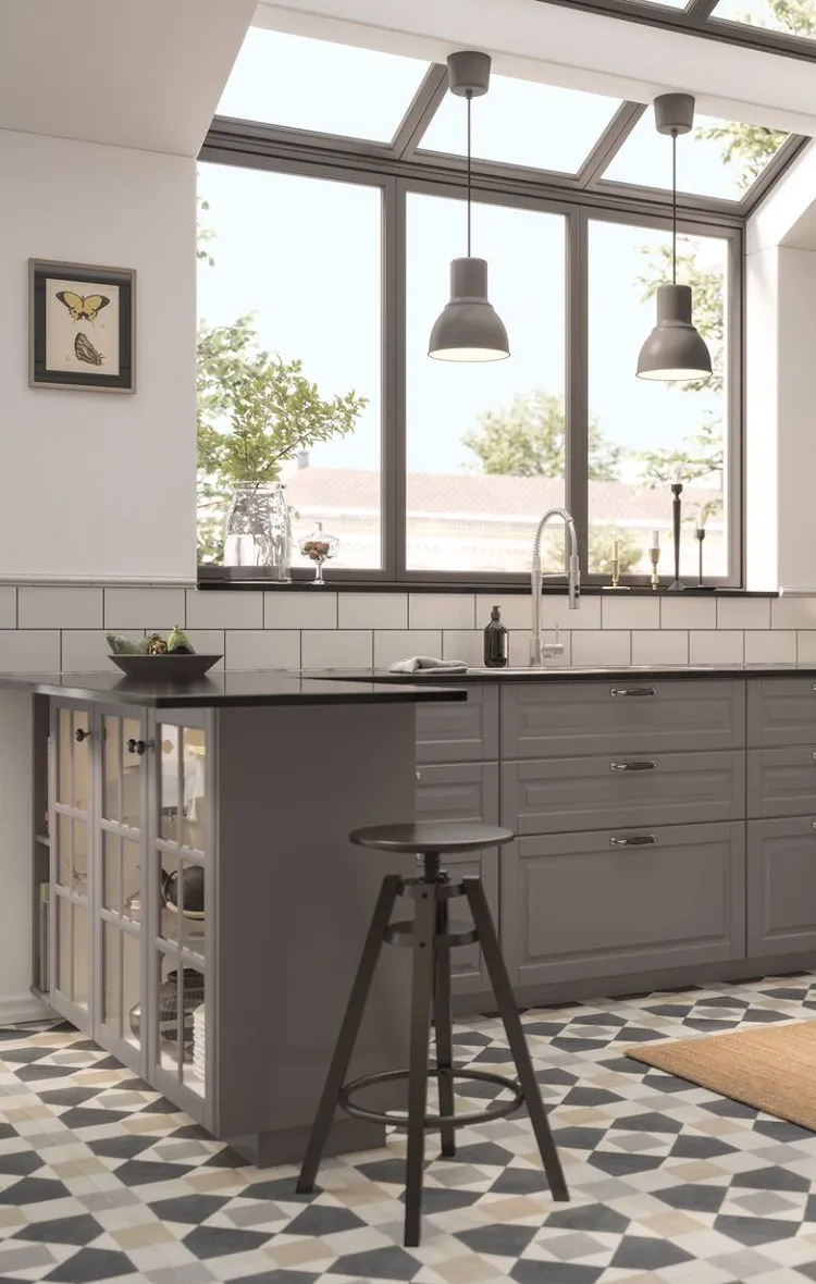 modèle petite cuisine petit espace en l gris design ikea 2022
