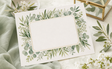 Carte félicitations mariage avec feuillage botanique aquarelle en vert sauge et crème