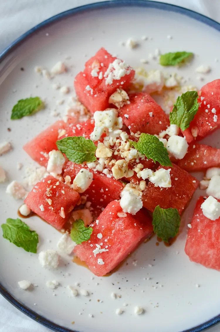 what to do with mint salad watermelon feta bulgarian cottage cheese