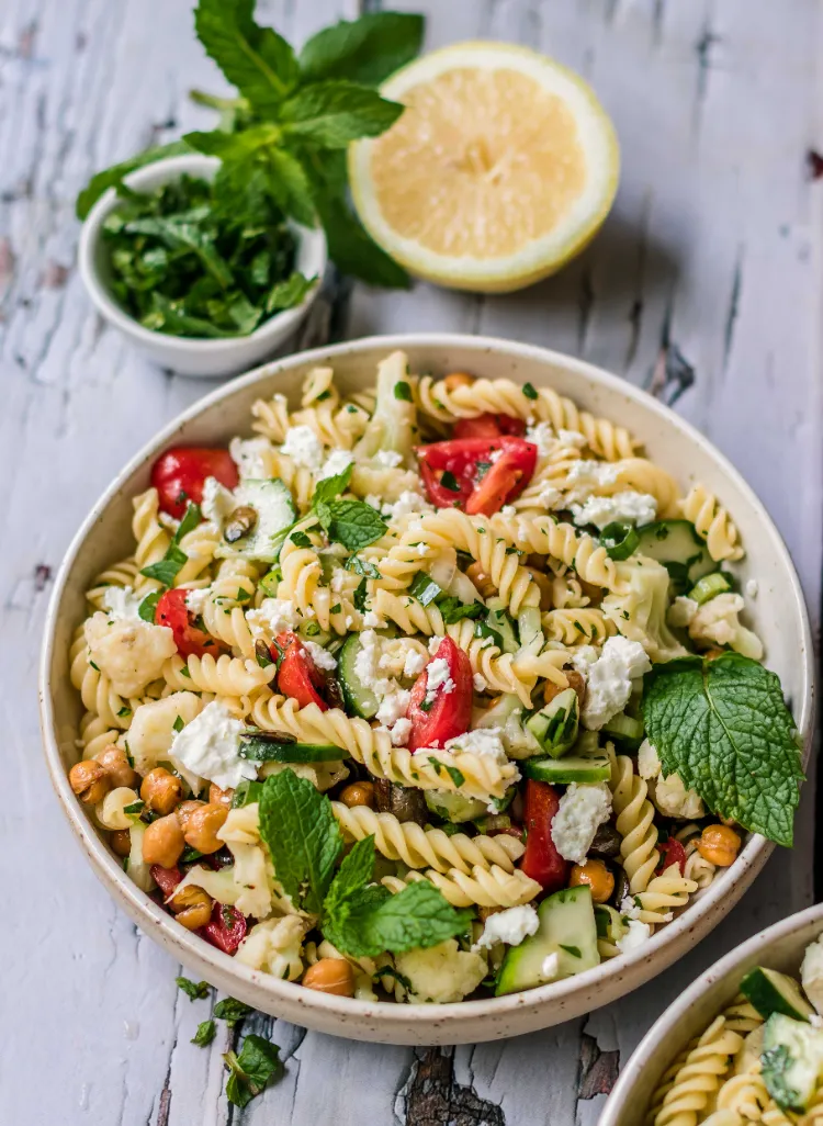 what to do with mint salad pasta chickpeas cherry tomatoes