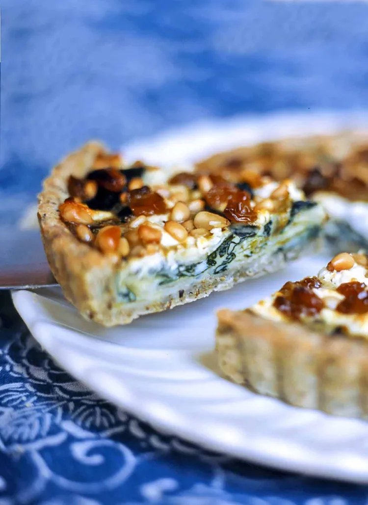 Swiss chard pie recipe ricotta goat cheese pine nuts