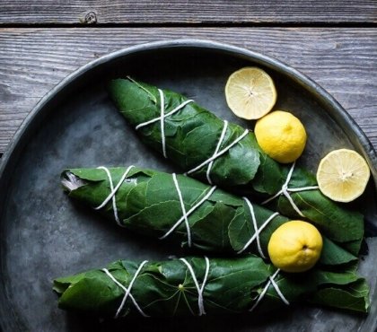 recettes avec feuilles figuier bar poisson papillote envloppé citron