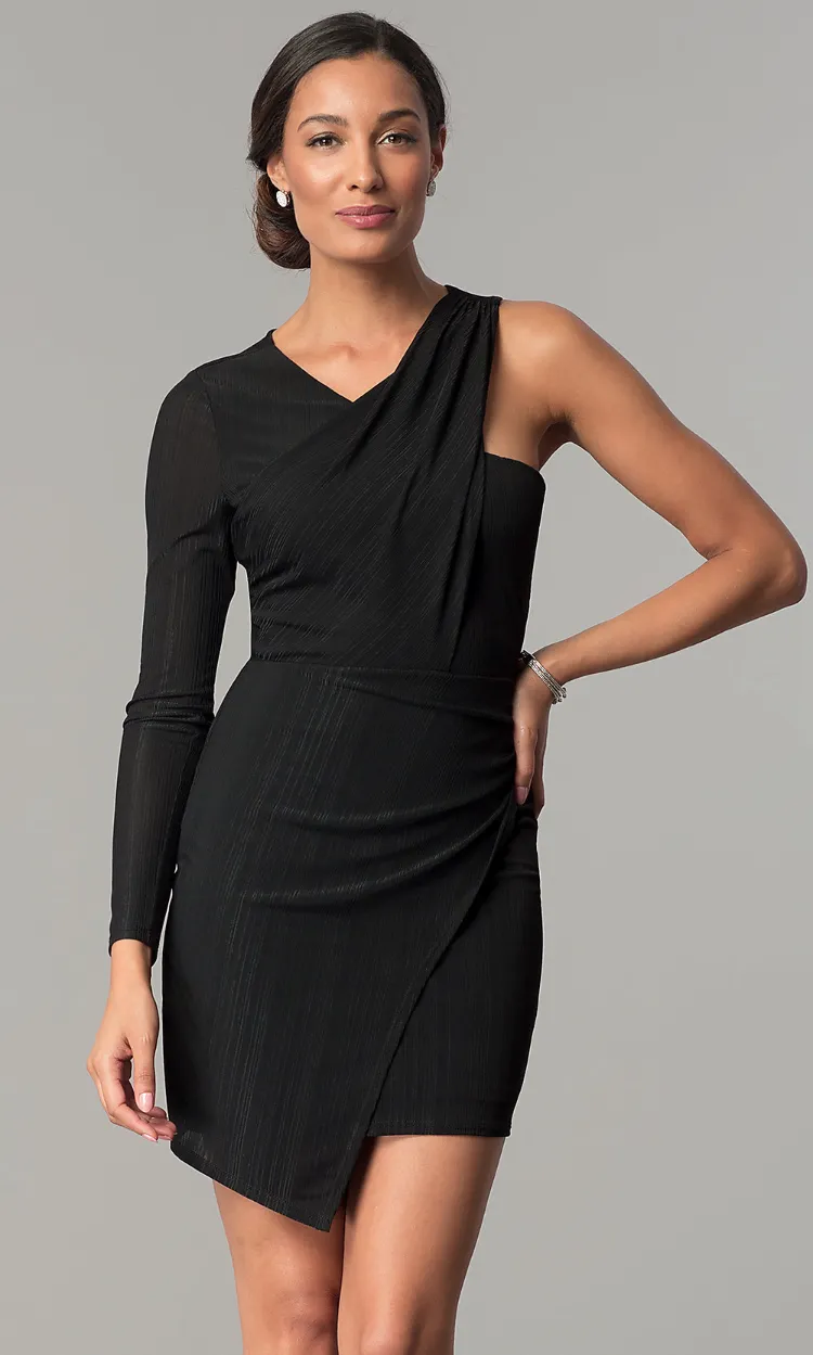 robe noire sexy élégant originale coupe asymétrique une manche
