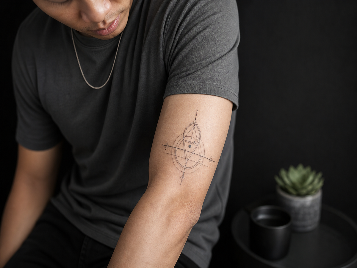 tatouage avant bras homme bracelet inkage géométrique tendance