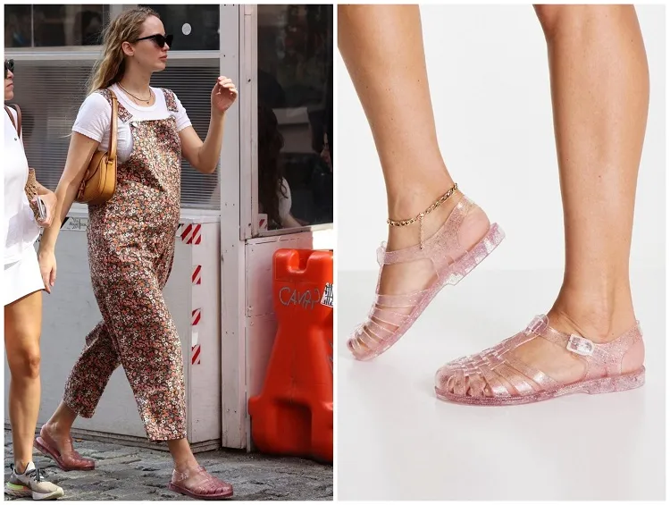tendance chaussures jelly sandals été 2022 asos london rebel sandales en pvc femme méduses paillettes