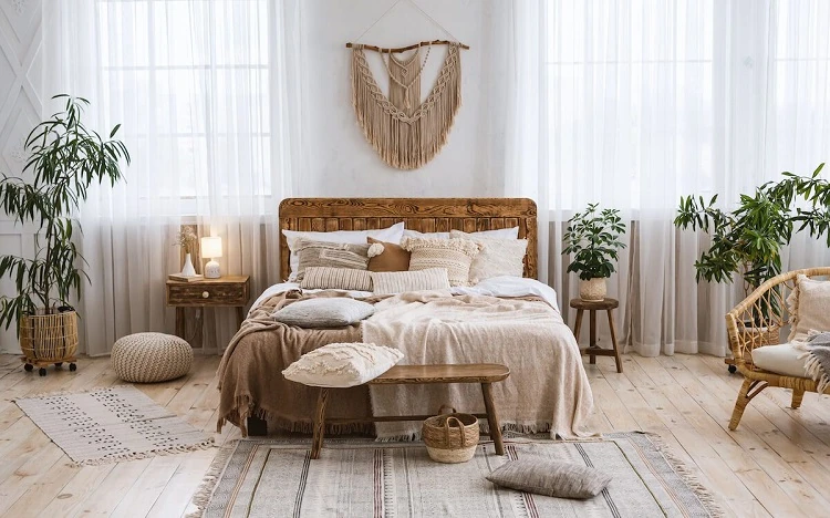 bedroom in bohemian style