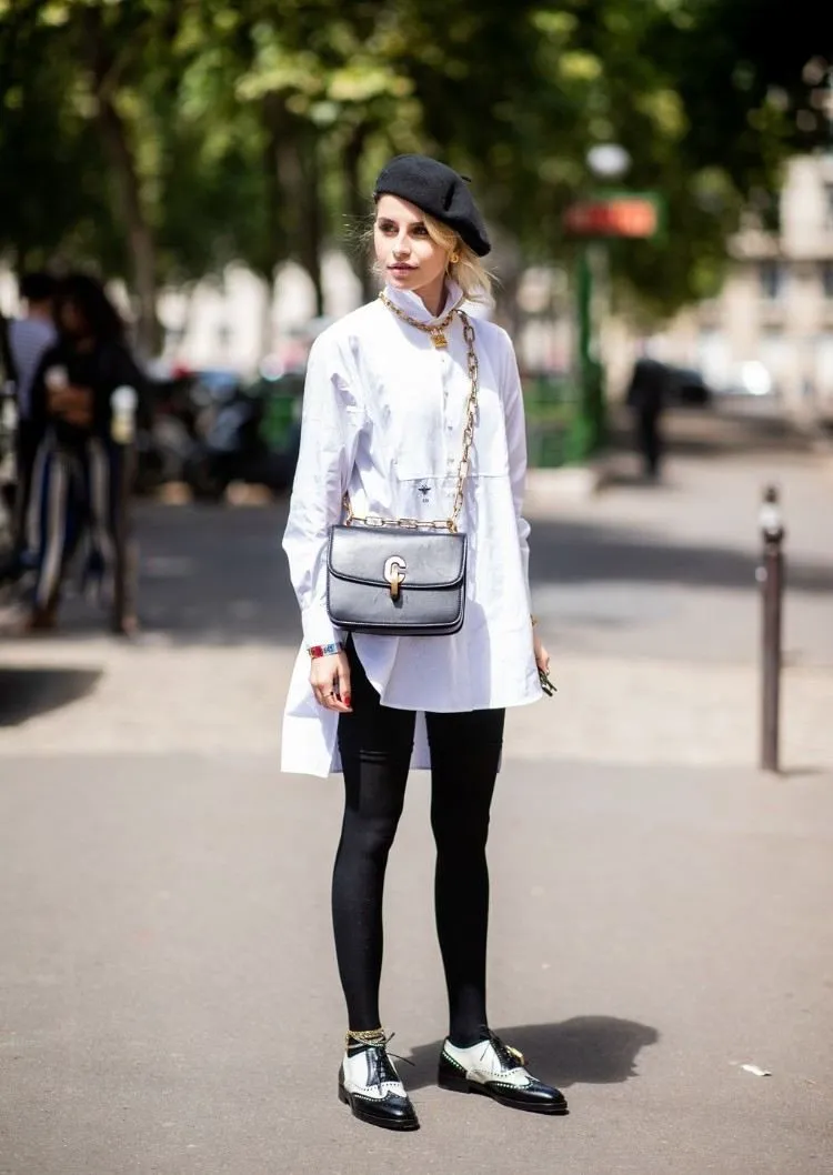 chaussures derbies femmes noir et blanc style parisien tenue automne femme 2022
